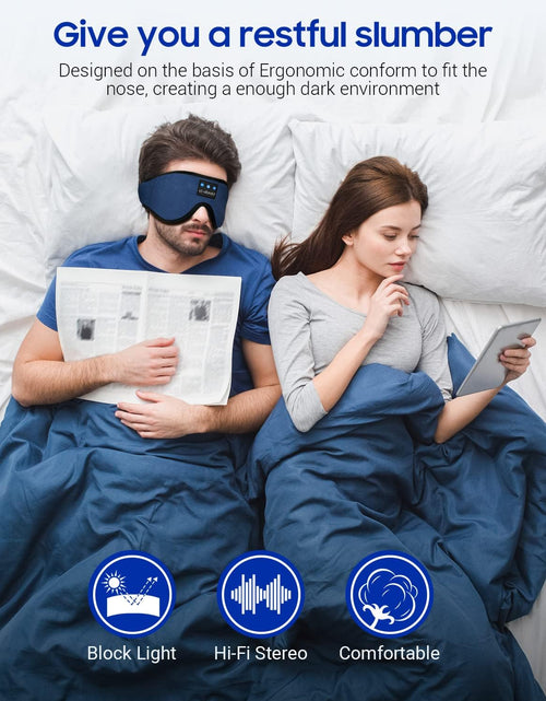 Load image into Gallery viewer, Sleeping Headphones Eye Mask, Sleep Mask with Bluetooth Headphones 3D Eye Mask Wireless Music Cotton Sleep Cover for Side Sleepers Nap Insomnia Air Travel Meditation Gifts for Unisex

