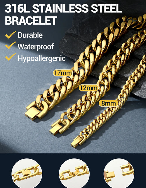 Load image into Gallery viewer, Men Stainless Steel 17Mm Cuban Chain Bracelets Chunky Franco Gold Plated Chain Bracelet 7.5 Inch Chains Jewelry Birthday Valentine Graduation Father Day Gifts
