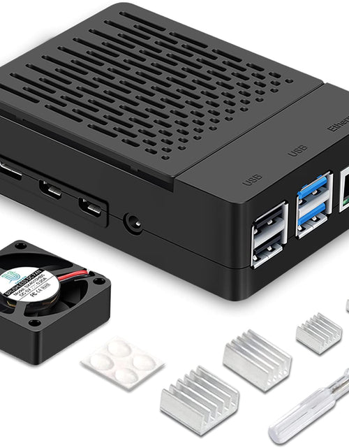 Load image into Gallery viewer, Raspberry Pi 4 Fan ABS Case with Cooling Fan, Heatsink, Simple Removable Top Cover for Pi 4 Model B/ 4B
