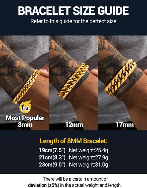 Load image into Gallery viewer, Men Stainless Steel 17Mm Cuban Chain Bracelets Chunky Franco Gold Plated Chain Bracelet 7.5 Inch Chains Jewelry Birthday Valentine Graduation Father Day Gifts
