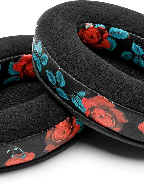 Load image into Gallery viewer, Wicked Cushions Extra Thick Velour Premium Earpads - Compatible with Steelseries Arctis/Hyperx Cloud/Ath M50X &amp; More | Black Floral
