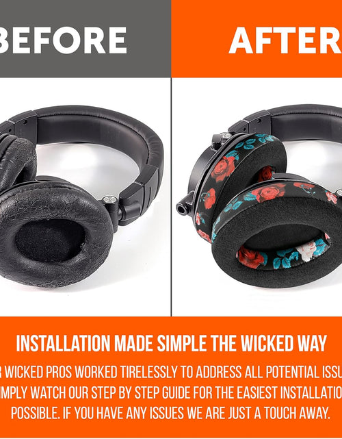 Load image into Gallery viewer, Wicked Cushions Extra Thick Velour Premium Earpads - Compatible with Steelseries Arctis/Hyperx Cloud/Ath M50X &amp; More | Black Floral

